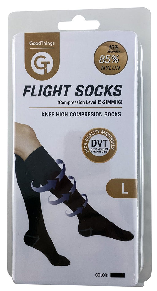 Go Travel Flight Socks Knee High Black Large.