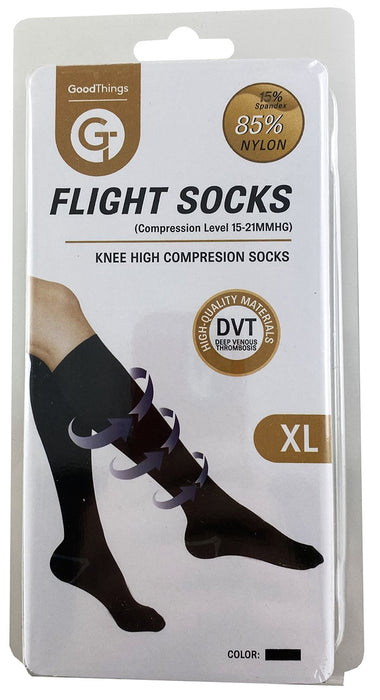 Go Travel Flight Socks Knee High Black XLarge.