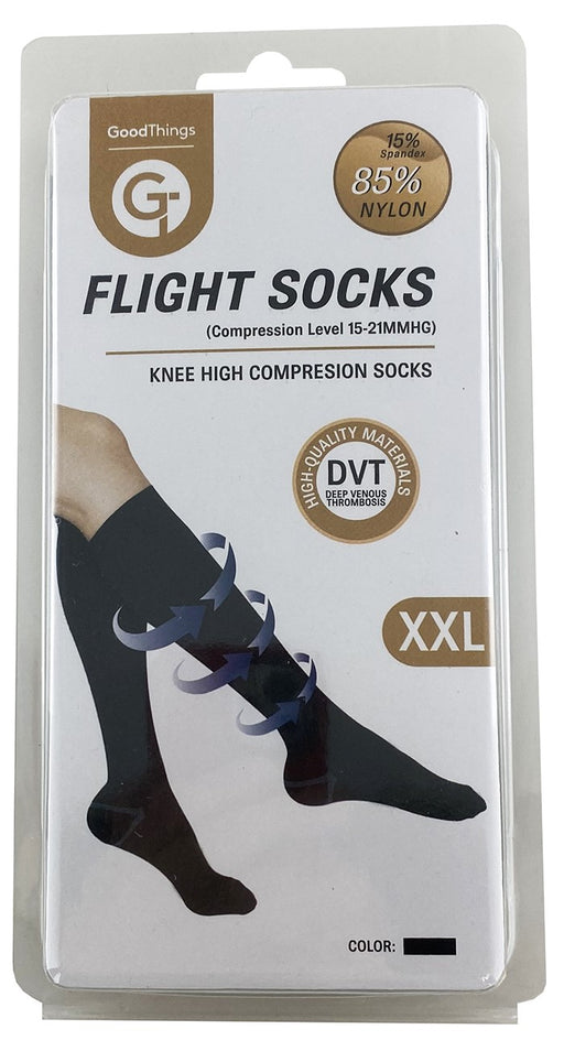 Go Travel Flight Socks Knee High Black XXLarge.
