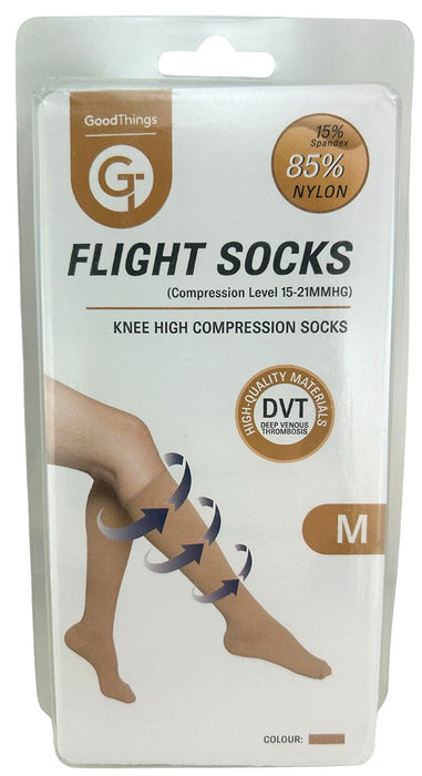 Go Travel Flight Socks Knee High Beige Medium.