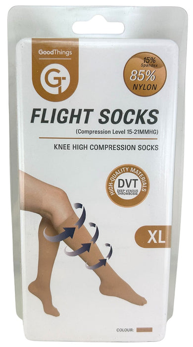 Go Travel Flight Socks Knee High Beige XLarge.