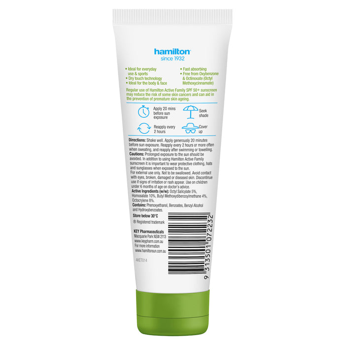 Hamilton Sunscreen Active Family Lotion SPF 50+ 110g