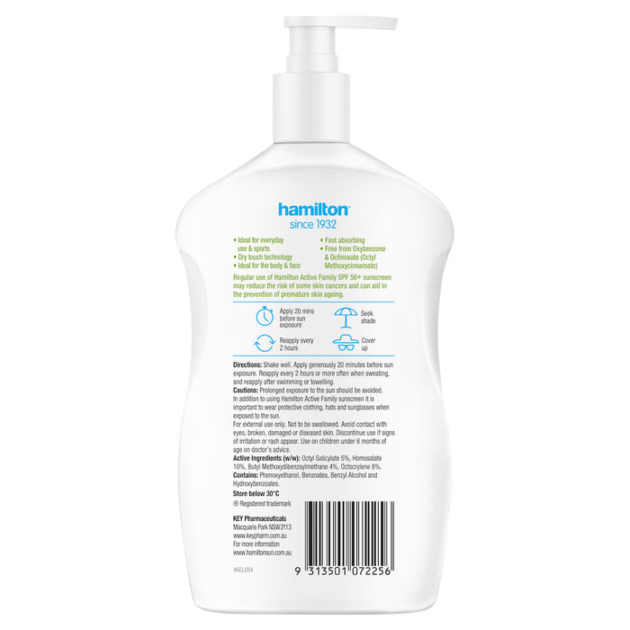 Hamilton Sunscreen Active Family Lotion SPF 50+ 500ml