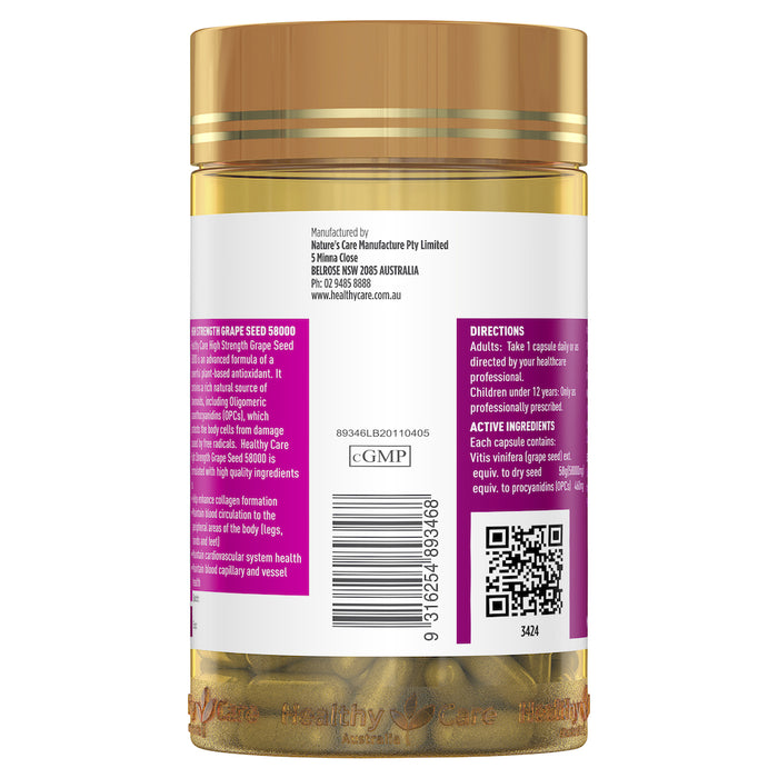 Healthy Care Grape Seed 58000 200 Capsules