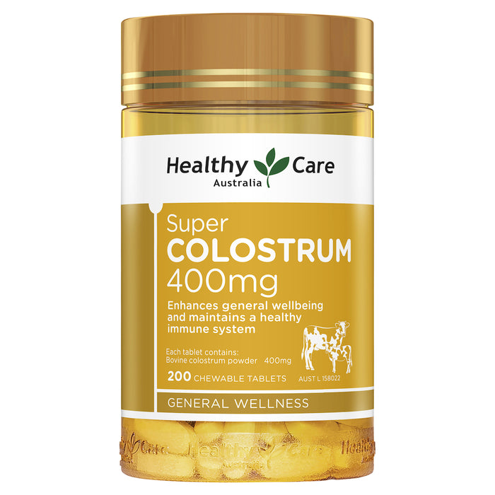 Healthy Care Super Colostrum 400mg 200 Chewable Tablets