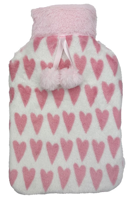 3P Hot Water Bottle Cover Plush Pink Heart – For 2l Bottle.