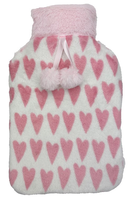 3P Hot Water Bottle Cover Plush Pink Heart – For 2l Bottle.