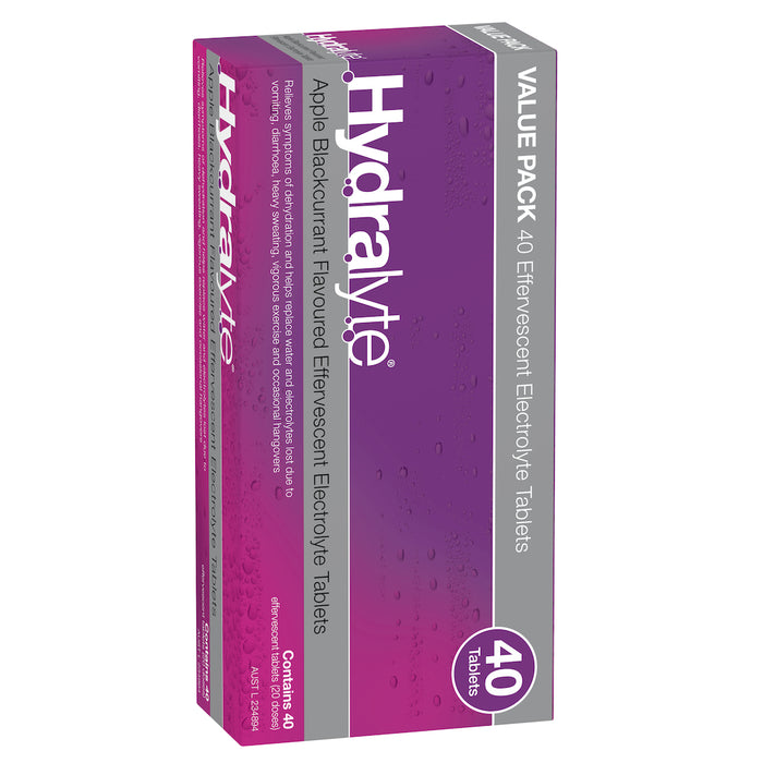 Hydralyte Effervescent Tablets Apple Blackcurrant 40