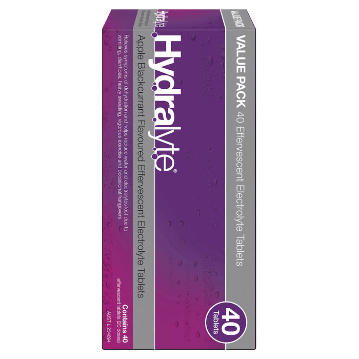 Hydralyte Effervescent Tablets Apple Blackcurrant 40