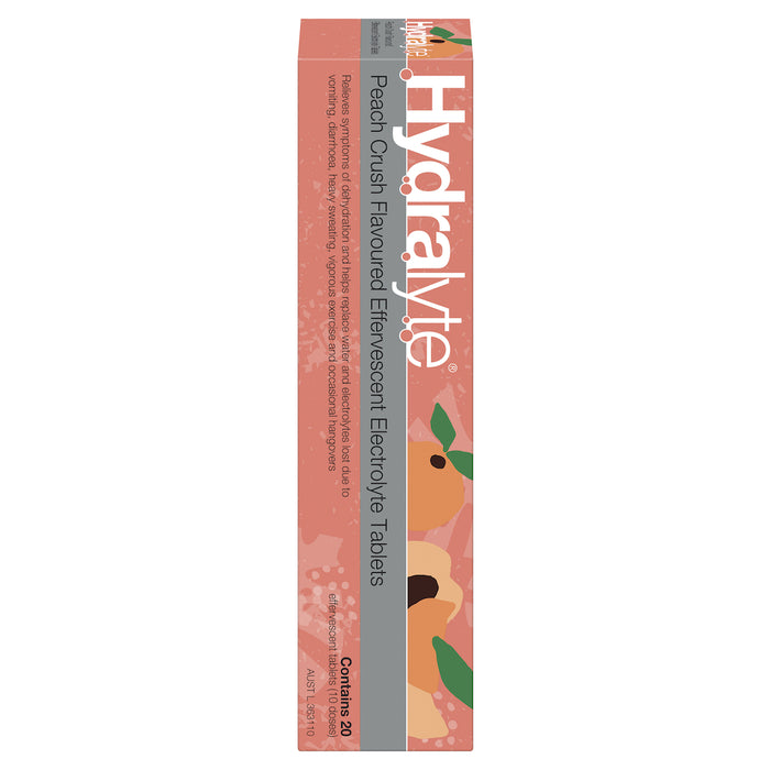 Hydralyte Effervescent Tablets Peach Crush 20