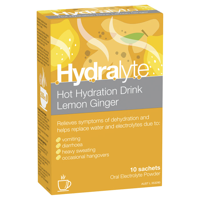 Hydralyte Hot Hydration Drink Lemon Ginger 10 Sachet