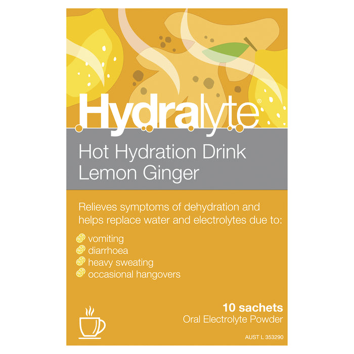 Hydralyte Hot Hydration Drink Lemon Ginger 10 Sachet