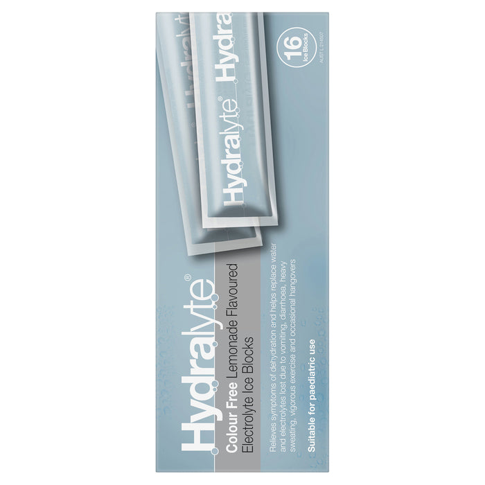 Hydralyte Rehydration Ice Blocks Colour Free Lemonade 16