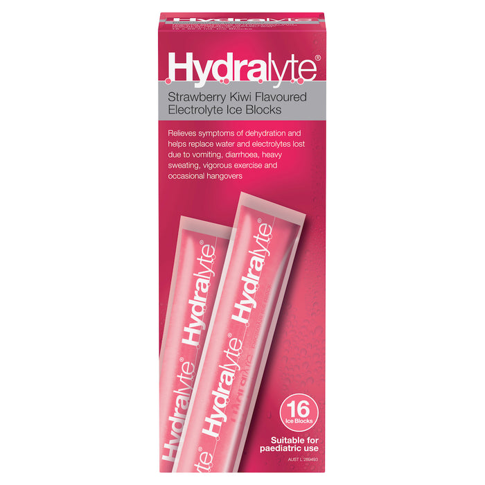 Hydralyte Rehydration Ice Blocks Strawberry Kiwi 16