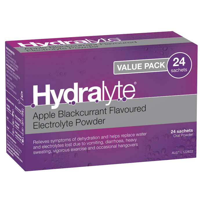 Hydralyte Sachets Apple Blackcurrant 4.9g x 24