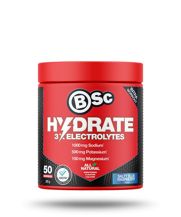 BSc Hydrate 3 x Electrolytes Salty Blue Raspberry 325g.