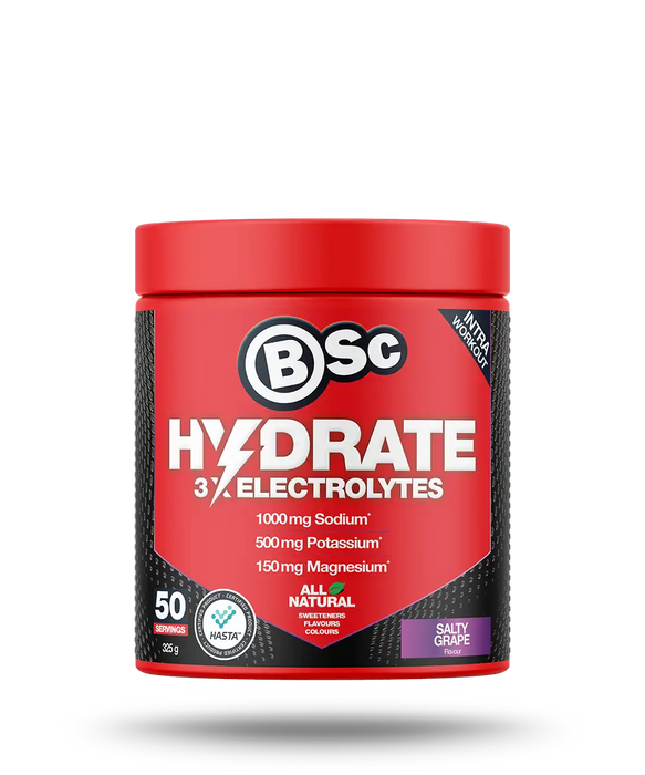 BSc Hydrate 3 x Electrolytes Salty Grape 325g.