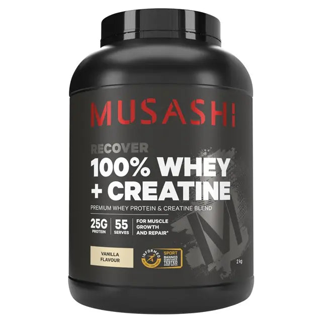 Musashi 100% Whey + Creatine Vanilla 2kg.