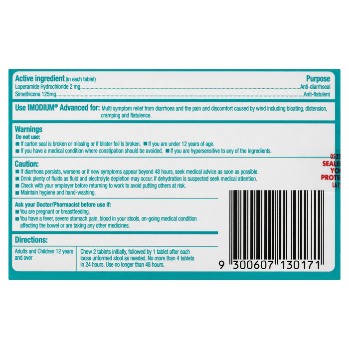 Imodium Advanced Chewable Tablets 12