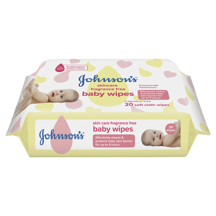 Johnson's Baby Wipes Skincare Fragrance Free 20