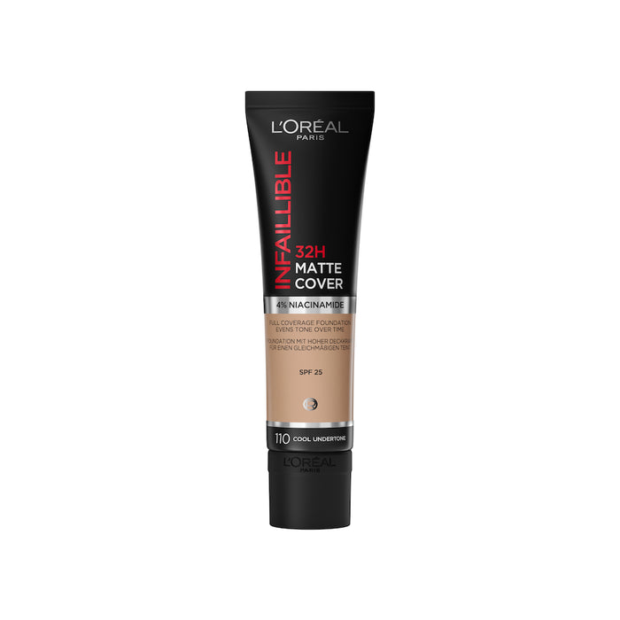 L'Oréal Paris Infallible 32Hr Matte Cover Liquid Foundation With 4% Niacinamide 110 Rose Vanilla