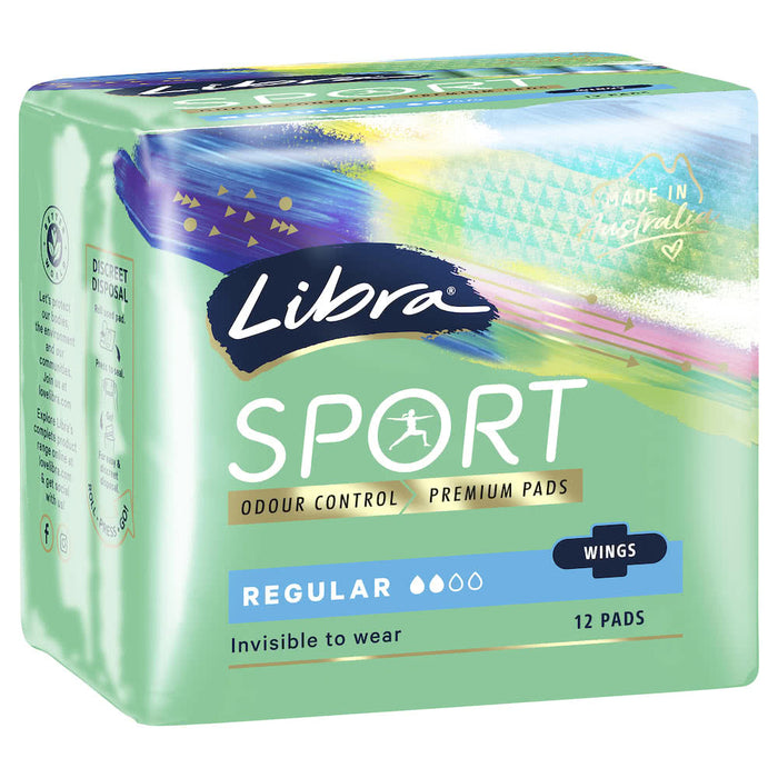 Libra Invisible Sport Pads Regular with Wings 12 Pack