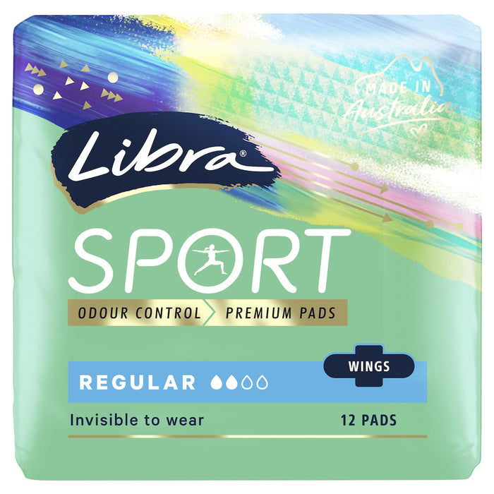 Libra Invisible Sport Pads Regular with Wings 12 Pack