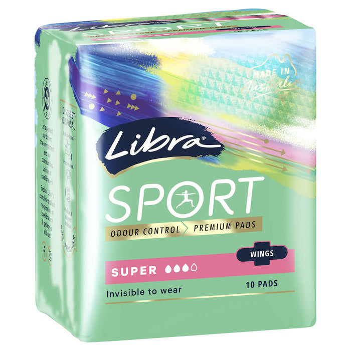 Libra Invisible Sport Pads Super with Wings 10 Pack