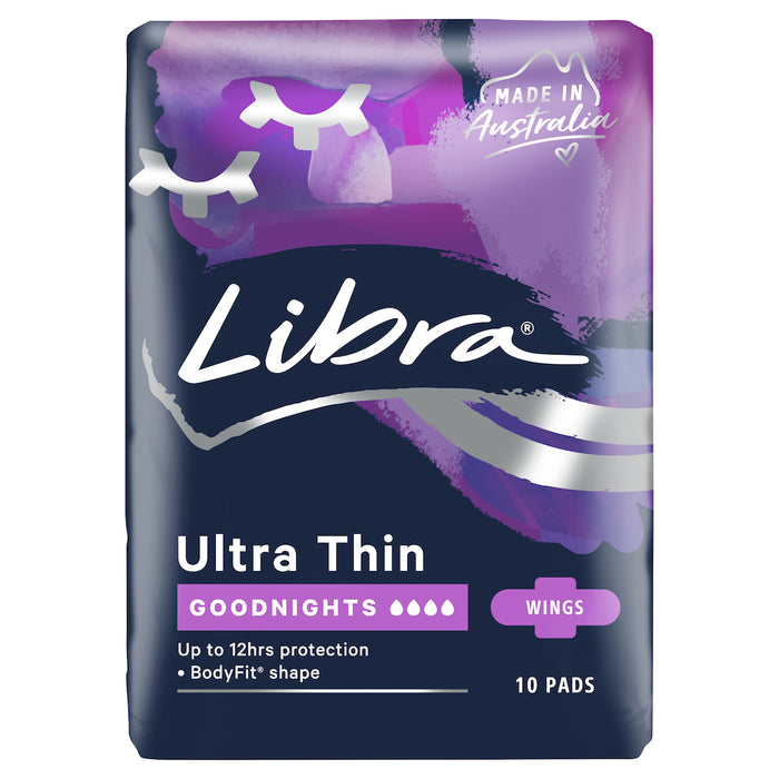 Libra Ultra Thin Pads Goodnights With Wings 10 Pack