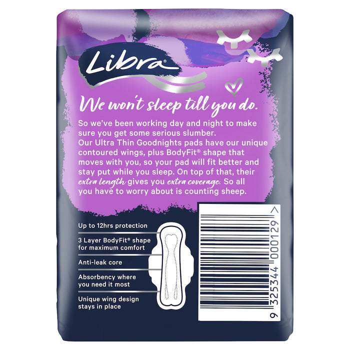 Libra Ultra Thin Pads Goodnights With Wings 10 Pack