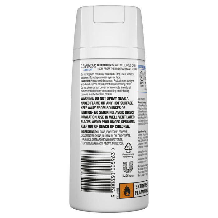 Lynx Antiperspirant Deodorant Aerosol Anarchy 96g