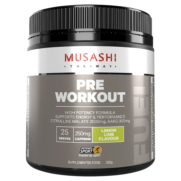 Musashi Pre Workout Amino Acid Lemon Lime 225g