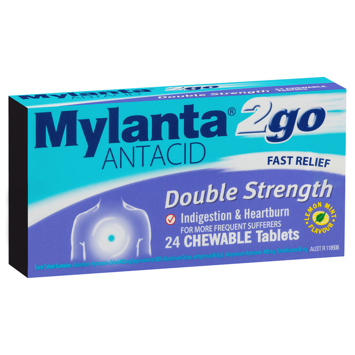 Mylanta 2 Go Double Strength Chew Tablet 24