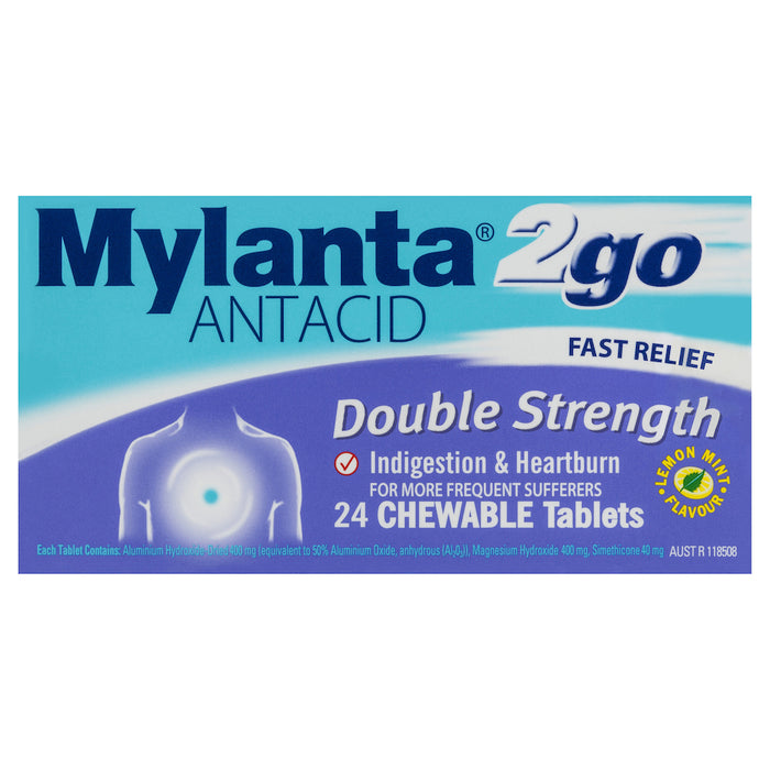 Mylanta 2 Go Double Strength Chew Tablet 24