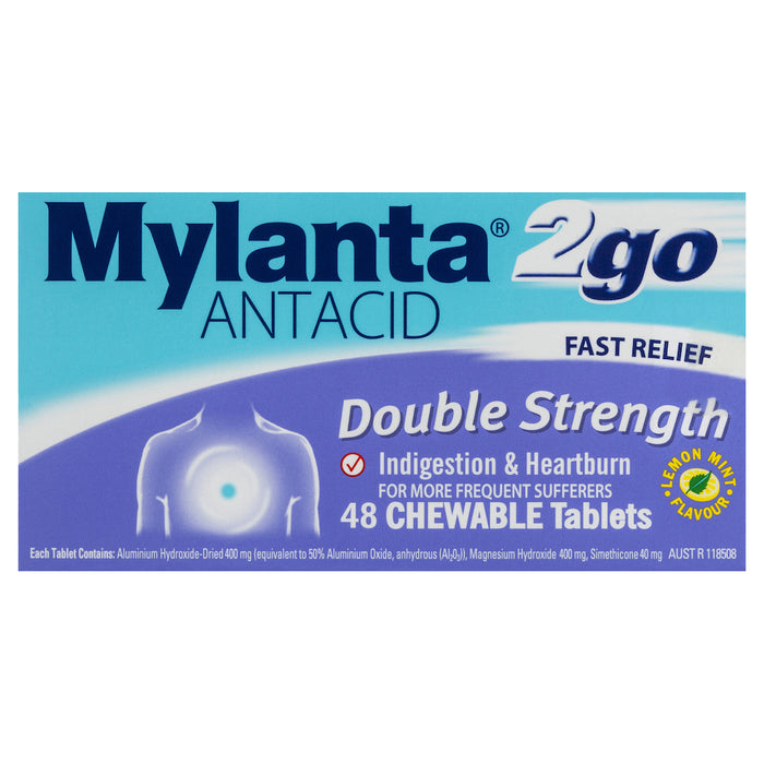 Mylanta 2 Go Double Strength Chew Tablets 48