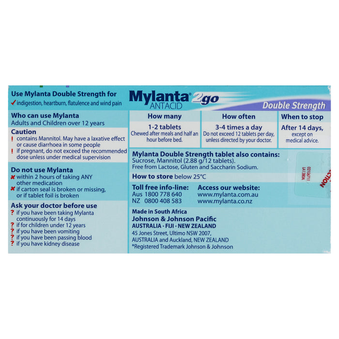 Mylanta 2 Go Double Strength Chew Tablets 48