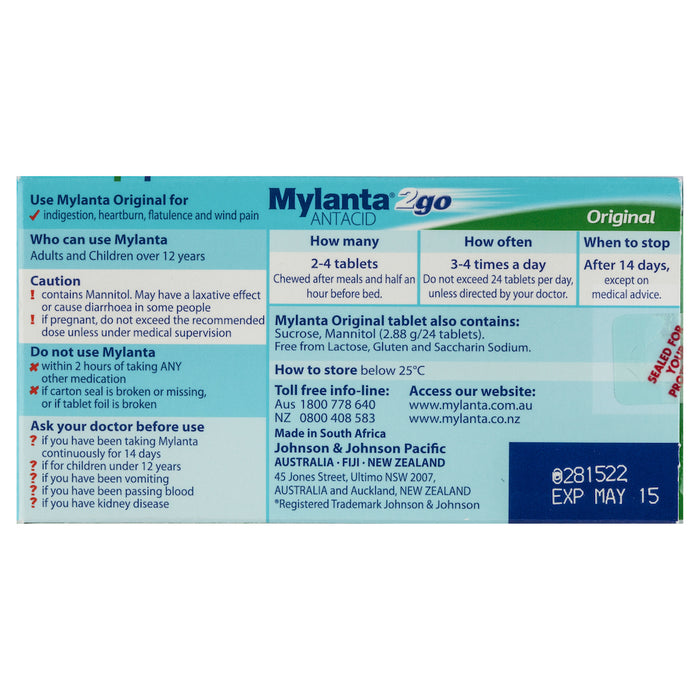 Mylanta 2 Go Original Tablets 48