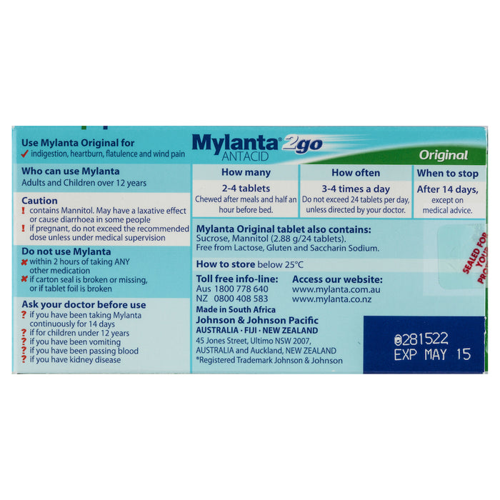 Mylanta 2Go Original Chew Tablets 100