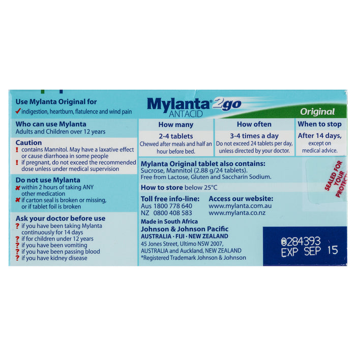 Mylanta 2Go Original Chew Tablets 24