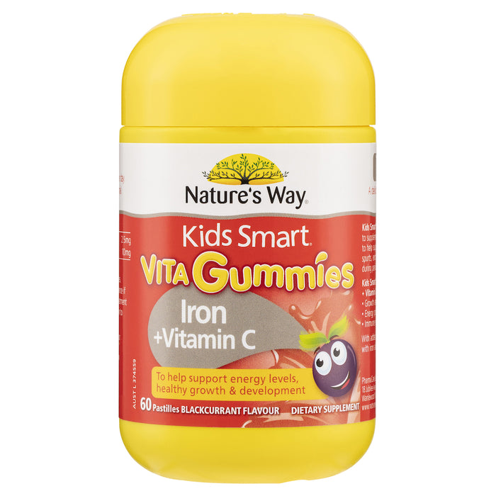 Nature's Way Kids Vita Gummies Iron + Vitamin C 60 Blackcurrent Flavoured Pastilles