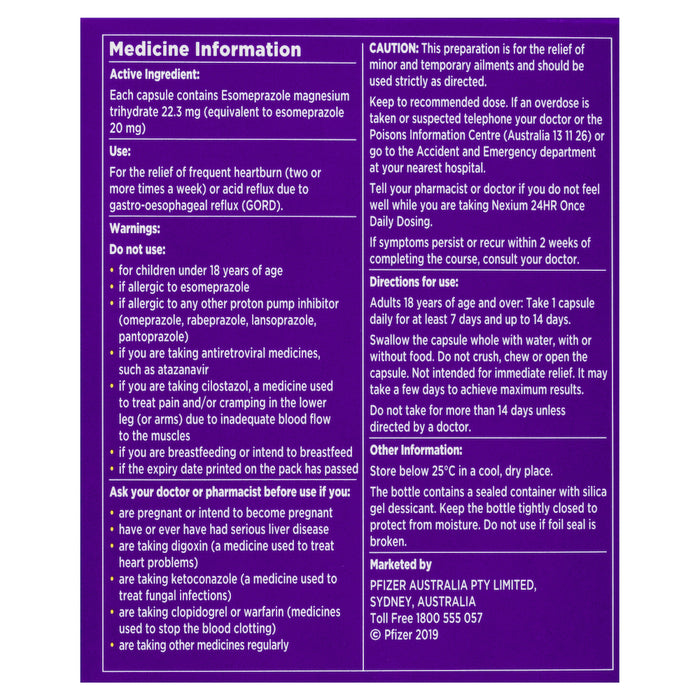 Nexium 24 Hour Mini's 20mg 14 Capsules