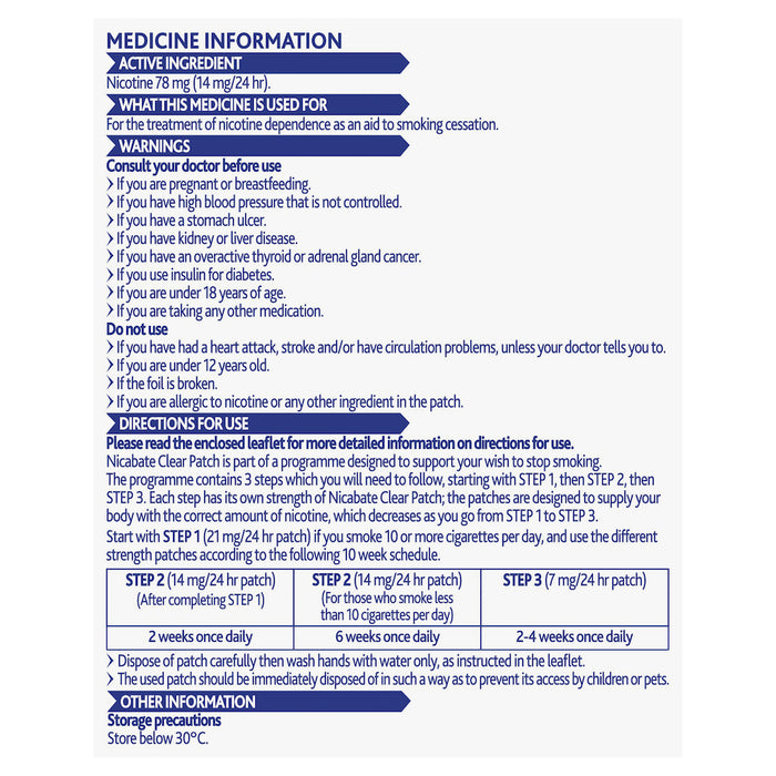 Nicabate Patch Clear 14mg 7