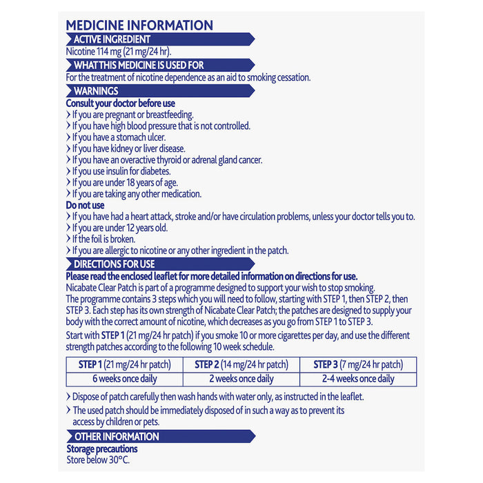 Nicabate Patch Clear 21mg 14