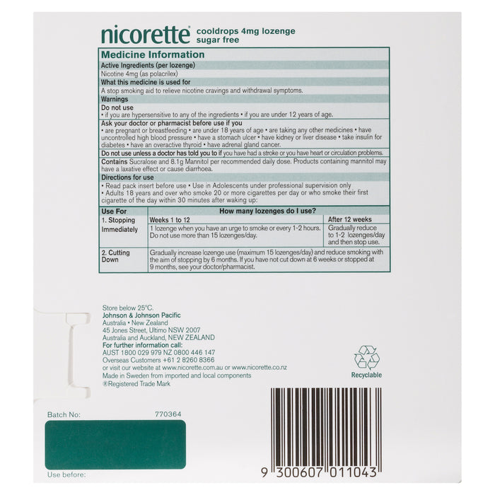 Nicorette Cool Drops Lozenge 4mg 80