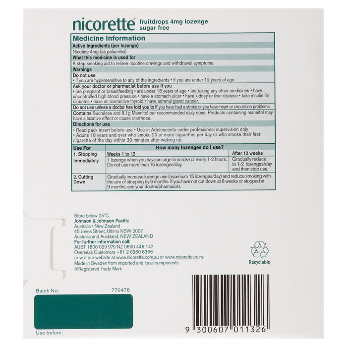 Nicorette Fruitdrops Lozenge 4mg 80