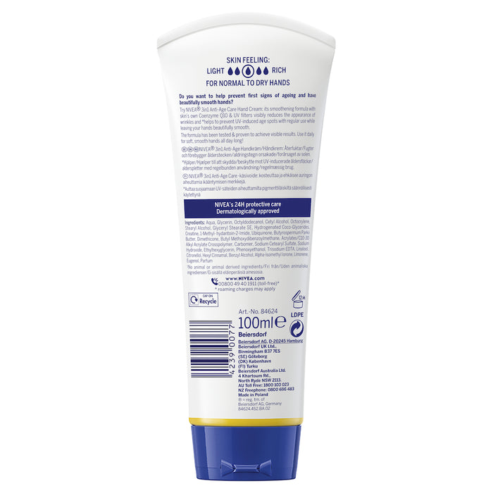 Nivea 3in1 Anti-Age Q10 UV Filters Hand Cream 100ml