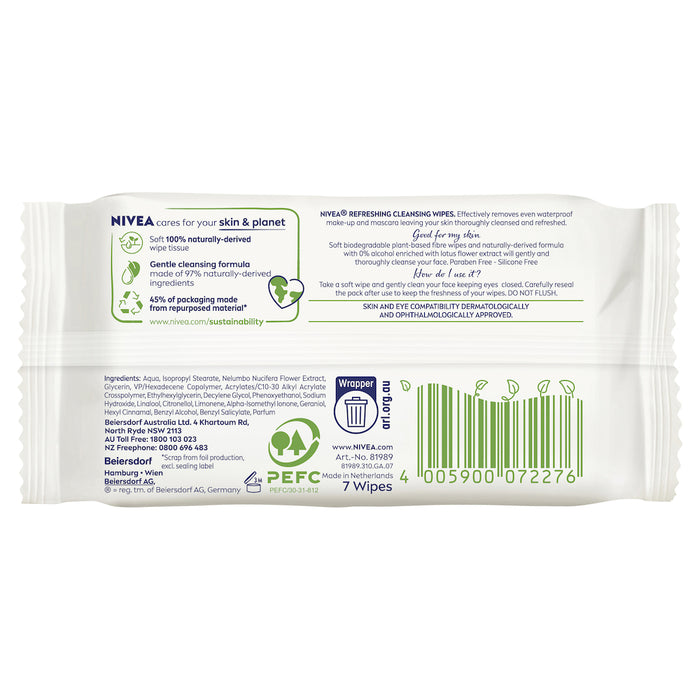 Nivea Daily Essentials Refreshing Facial Cleansing Wipes 7 Pack