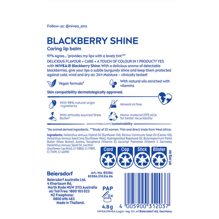 Nivea Lip Care Blackberry Shine 4.8g