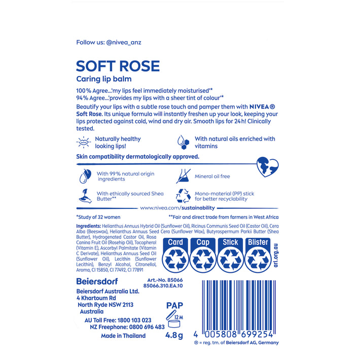 Nivea Lip Care Soft Rose 4.8g