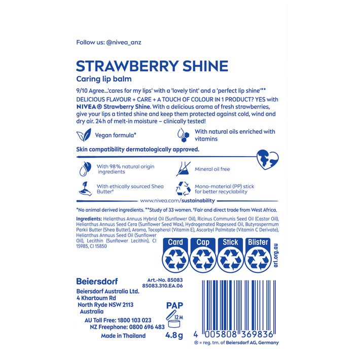 Nivea Lip Care Strawberry Shine 4.8g